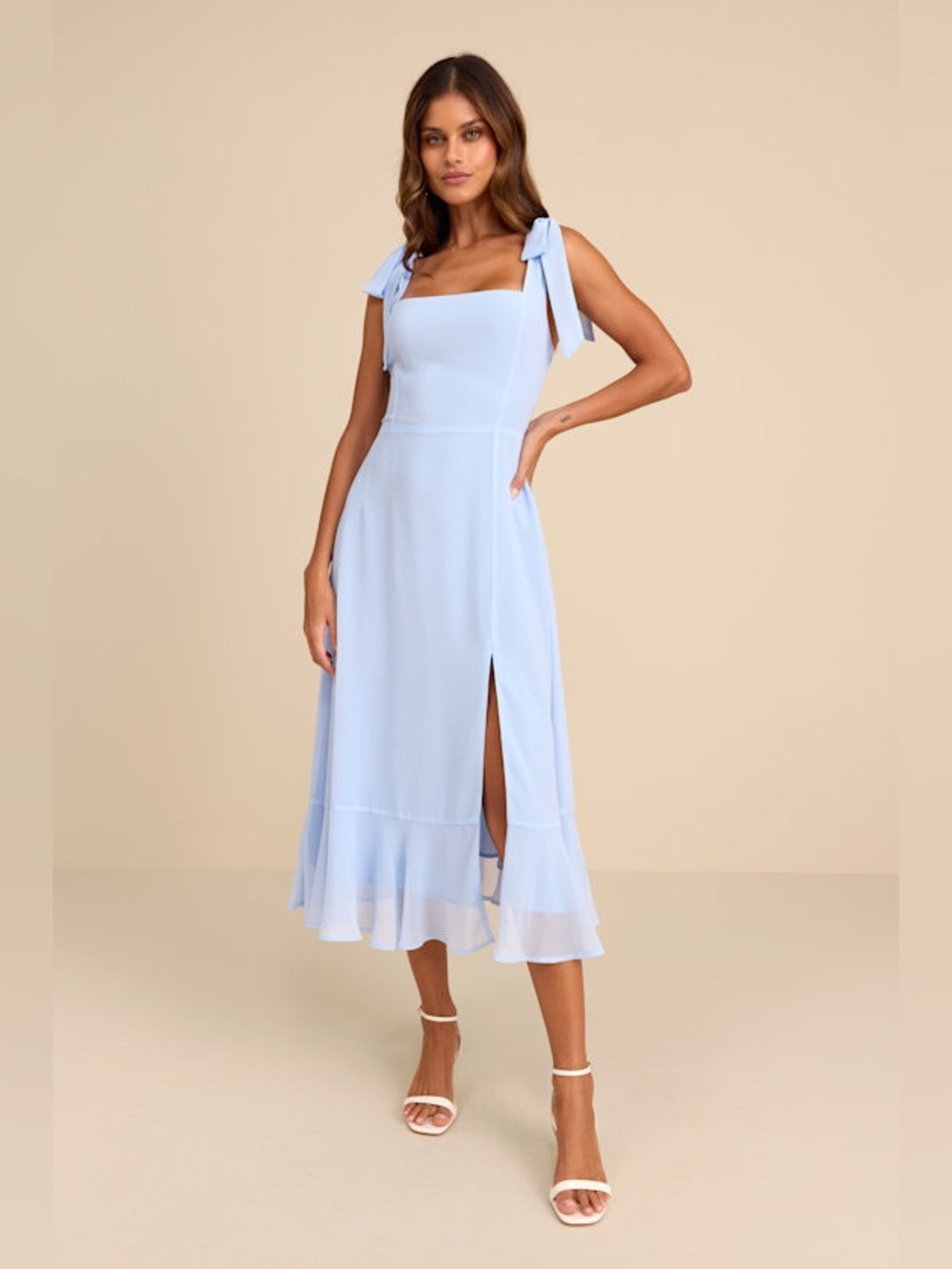 Lulus Summer Invite Light Blue Tie-Strap Tiered Midi Dress New with Tags XL